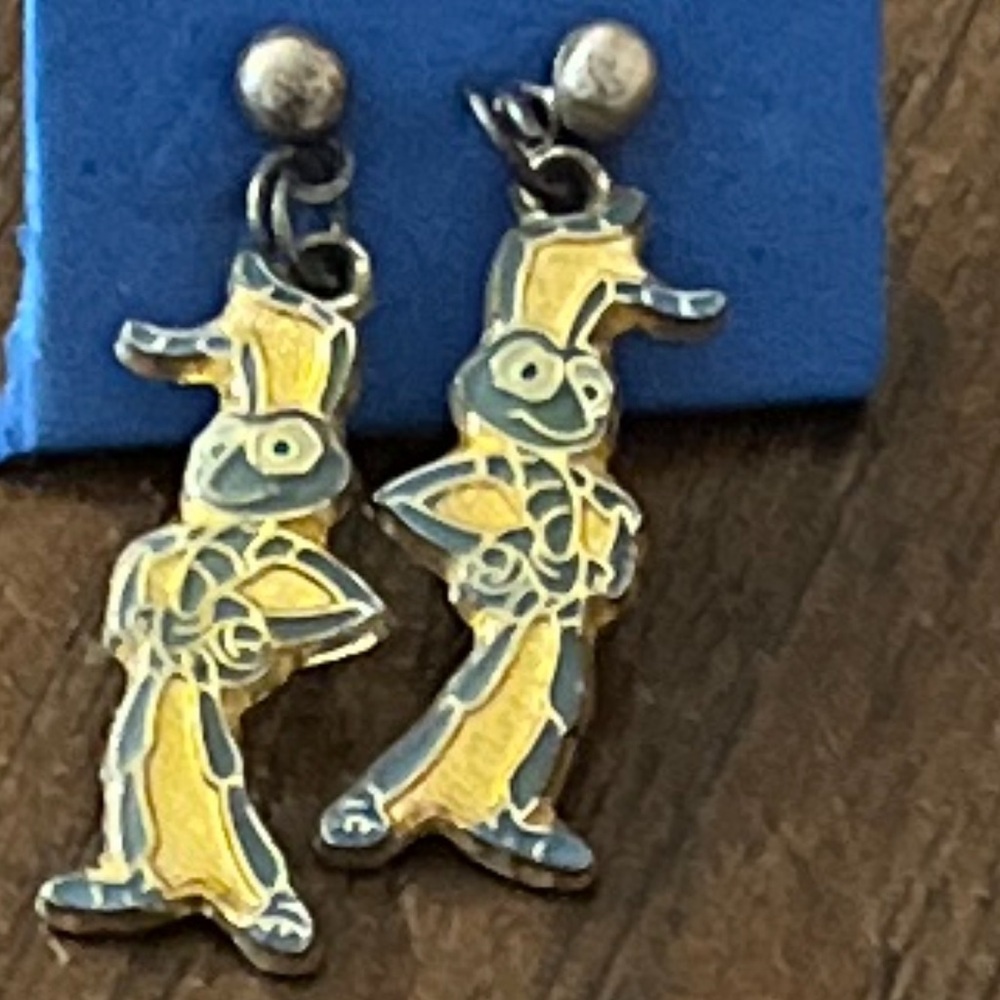 VTG Rare Disney Pixar A Bug's Life Flik Dangle Earrings Collectible